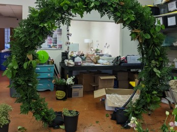 Green floral arch for events